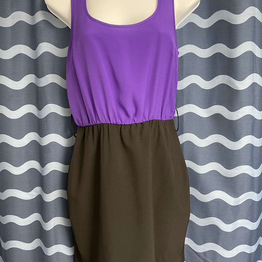 Purple and Black Sleeveless Mini Dress